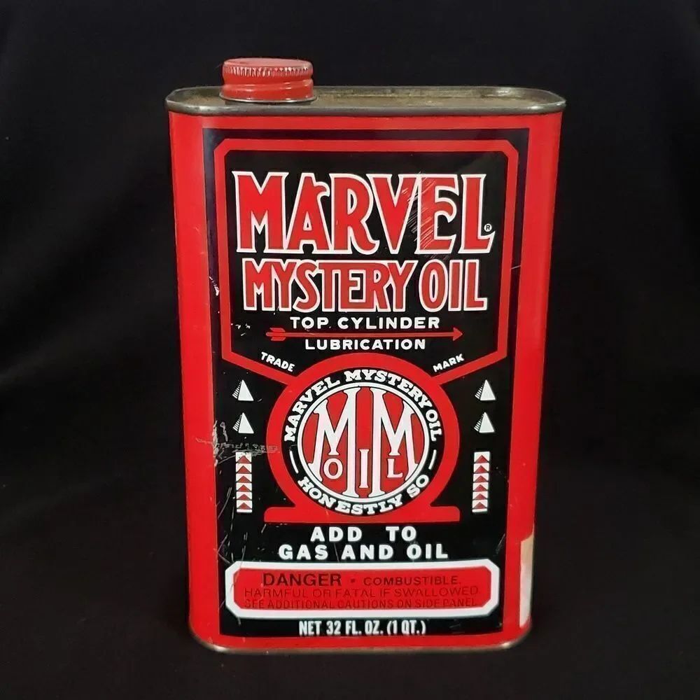 Vintage Marvel Mystery Oil Red Metal Can (Empty)